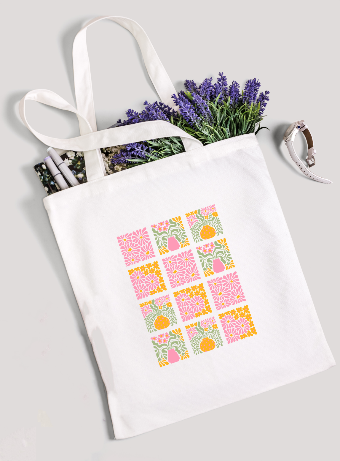 Tote Bag - Floral Grid